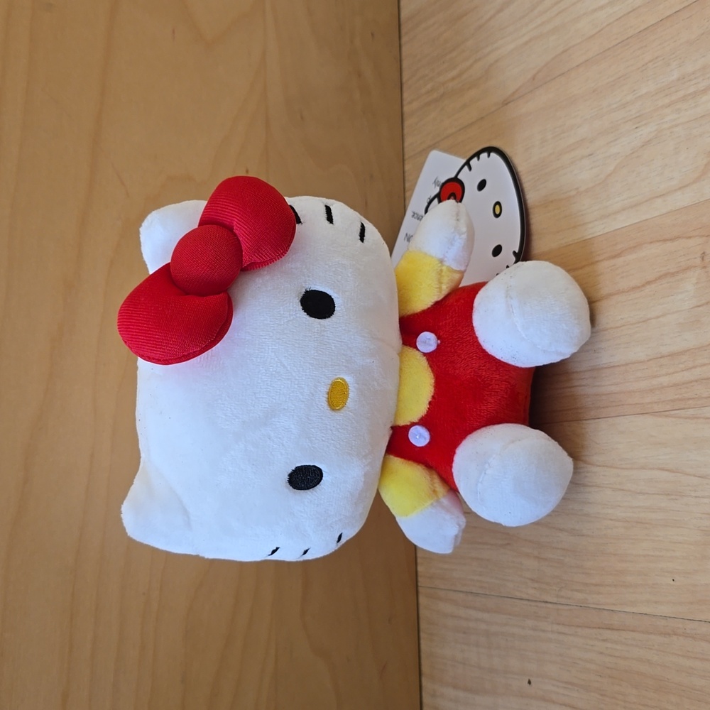 Classic Hello Kitty Plush Red/White Overalls 6"